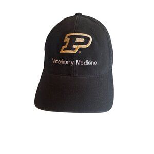 Black Flexfit Hat L/XL Purdue Veterinary Medicine Embroidered Adjustable